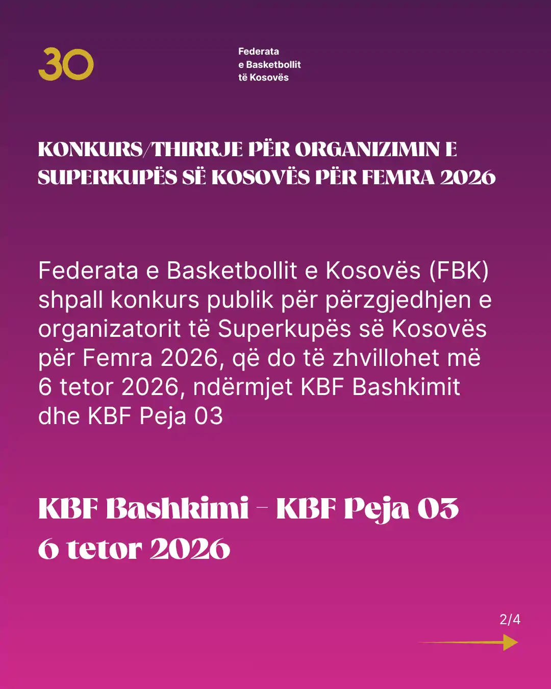 FBK shpall konkurs për organizimin e Superkupës së Kosovës për Femra